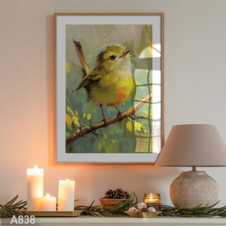 Tableau Décoratif Peinture Petit Oiseau Jaune dans la Nature, Salon et chambre - Expédition de Casablanca vers Marrakech, Tanger