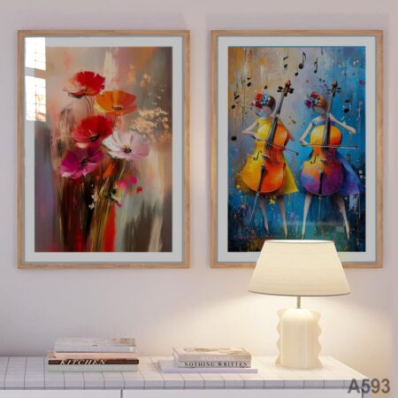 Musiciens & Bouquet de fleurs Coquelicots, Tableaux décor salon, séjour ou chambre à coucher - Livraison Partout au Maroc : Oujda, Rabat, Fès, Marrakech, Tanger ..