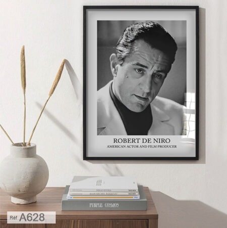 Photo de Cinéma Robert De Niro, Tableau décoratif Murale Portrait Noir & Blanc, Salon de thé & cafeteria, cadre sous verre