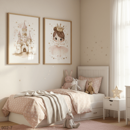 Deux Cadres bohème : Décoratifs moderne, Tableaux illustration Princesse & Château, Chambre bébé & petite Fille - la livraison partout au Maroc, incluant Casablanca, Rabat, Marrakech, Agadir, Fès