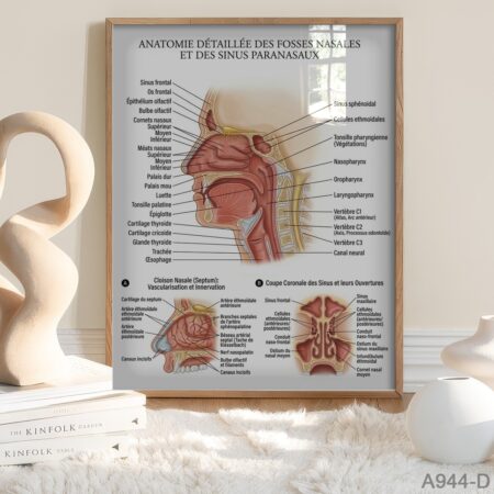 Poster Anatomie des Fosses Nasales et Sinus Paranasaux – Affiche Scientifique Larynx et Anatomie du Cou, Décoration Médicale pour Cabinet, Clinique ou Salle  au Maroc