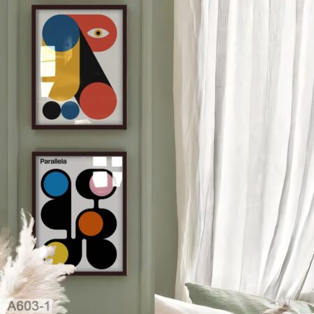 Poster Design Abstrait | Tableaux Décoration Murale Vintage & Formes Géométriques Colorées - lettre & formes semi-circulaires