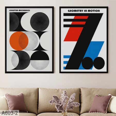 Tableaux Design Abstrait | Décoration Murale Vintage & Formes Géométriques Colorées - formes semi-circulaires