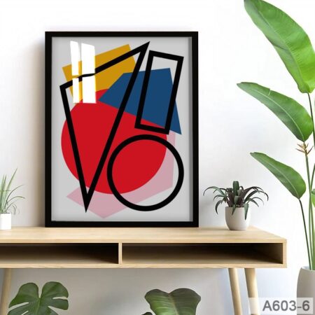 Tableau d’art abstrait unique, Art Abstrait Géométrique - Style Bauhaus Moderne | Cadre Noir décor murale maison