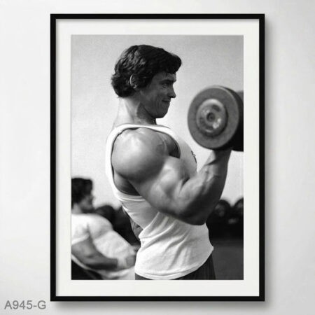 Affiche Musculation Vintage Noir & Blanc Bodybuilder Classique, Arnold Schwarzenegger – Décoration Murale Fitness – Poster Gym Rétro – Wall Art Sport