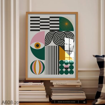 Poster Design Bauhaus figurative – Tableau Décor Studio, Peintures Multicolores Abstraites, Affiche Artistique Moderne pour Décoration Murale salle et Hotel