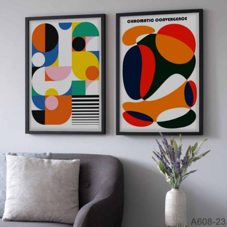 Tableau Affiche Design | Art Mural Composition Abstrait & Géométrie Minimaliste Bauhaus Rétro couleurs primaires