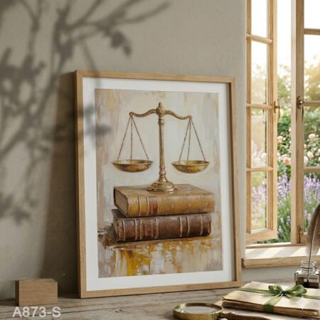 Décoration murale Bureau avocat & Juge - Tableau Balance de la Justice et livres | vente & expédition de Casablanca