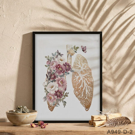 Tableau anatomie artistique poumons et fleurs – affiche décorative murale botanique et médical, déco de santé chambre ou cabinet