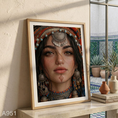 Tableaux d’art oriental, portrait élégant belle femme Marocaine berbère - Art Figuratif décoration salon & chambre à couché