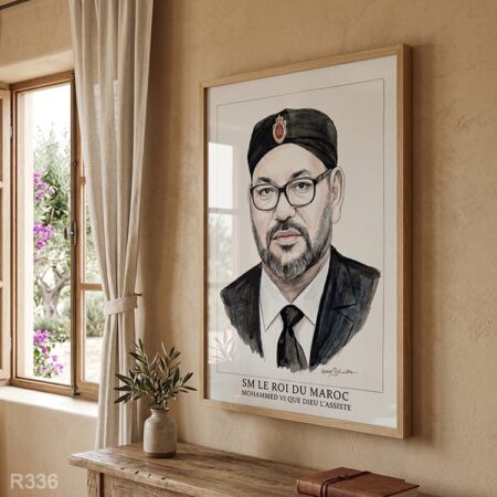 Portrait du Roi Mohammed 6, Tableau décoration intérieur bureau & cabinet Peinture & dessin fait main لوحة الملك