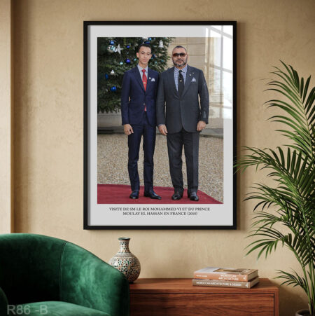 Photo SM le Roi Mohammed VI et du Prince Moulay El Hassan en Visite en France 2018 – Tableau décoratif mural لوحة الملك محمد 6 و الأمير مولاي الحسن