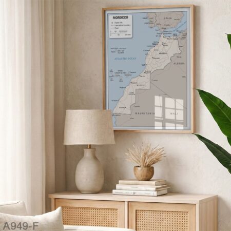 Carte officielle du Maroc - Maps of Morocco, Tableau décoration murale Bureau & maison à vendre خريطة المغرب بالمدن  