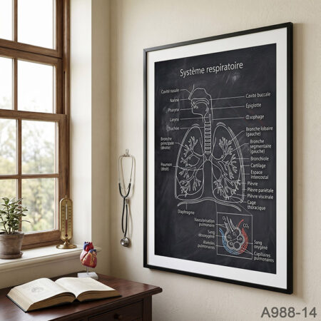 Tableau Décoratif Système Respiratoire - Affiche Anatomie Médicale, Poster Éducatif Poumons et Larynx, pneumologue au Maroc