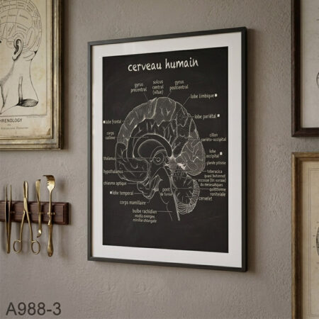 Tableau Décoratif cabinet médecin : Dessin Cerveau Humain - illustration & affiches d'anatomie, Achat en ligne Maroc