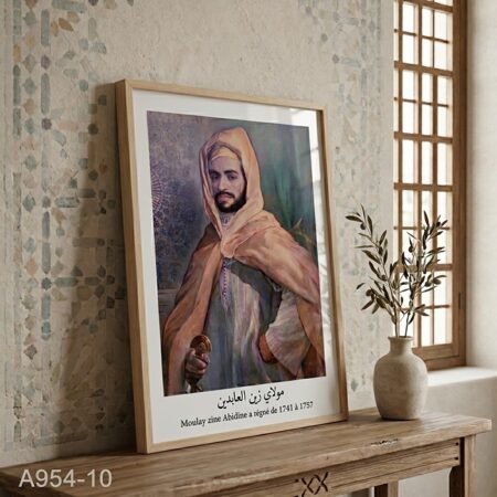 Tableau décoratif 10 : Le Sultan Moulay zine Abidine- Portrait Rois de la dynastie alaouite ملوك الدولة العلوية : السلطان مولاي زين العابدين