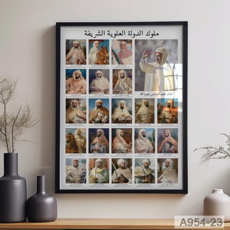 Tableau décoratif : Portrait Rois de la dynastie alaouite - Histoire su Maroc سلالة ملوك المغرب الدولة العلوية