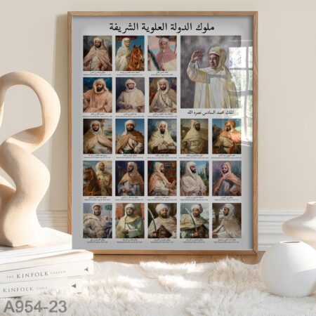 Tableau décoratif Arbre généalogique : Photos Rois & Sultans Alaouites Maroc سلالة ملوك المغرب الدولة العلوية