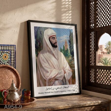 Tableau décoratif 9 : Le Sultan Moulay Mostadi ben Ismaïl - Portrait Rois de la dynastie alaouite ملوك الدولة العلوية : السلطان المستضيء بن إسماعيل