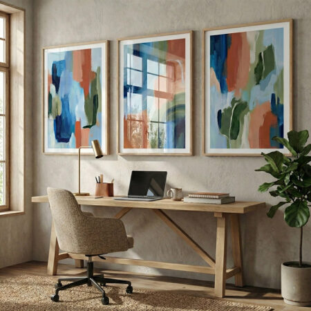 Triptyque Abstrait Texture Marbre et Or, Tableau Moderne Chic et Luxueux, Affiche Salon Élégant, Décoration de Luxe