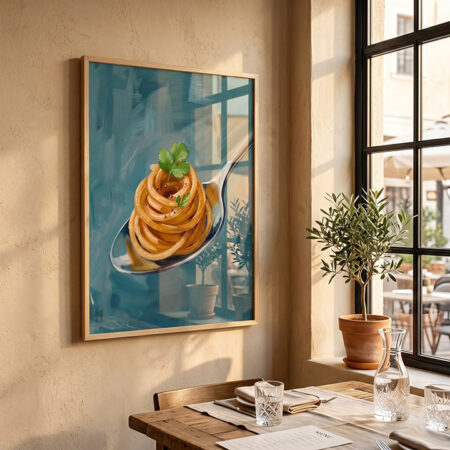 Décoration Murale spaghetti : Tableau Cuisine et restaurent avec cadre sous vitre au Maroc