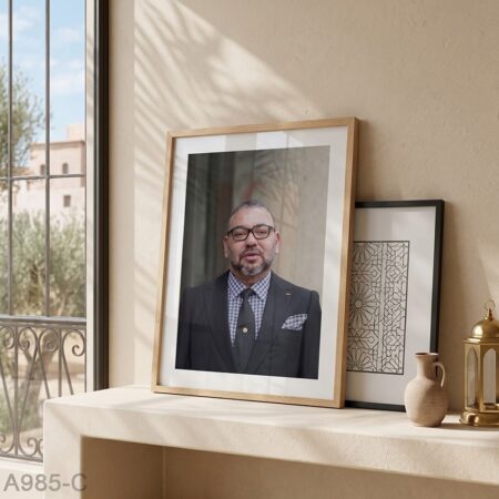 Portrait du jeune Roi Mohammed VI en Viste en France en costume , Tableaux décoratifs bureau & salle de réception 