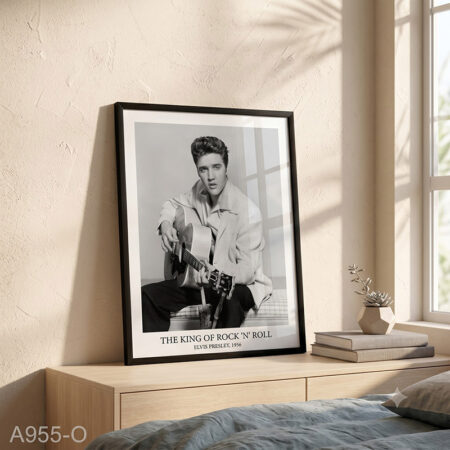 Tableau décoratif : Vintage Elvis Presley | Affiche Noir et Blanc The King, Légende Musique et Cinéma